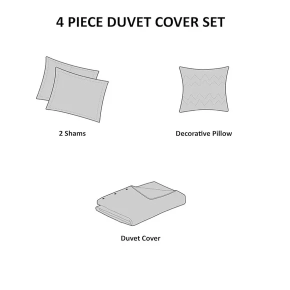 Madison Park Kate White Cotton Seersucker Duvet Cover Set King - Picture 2 of 8